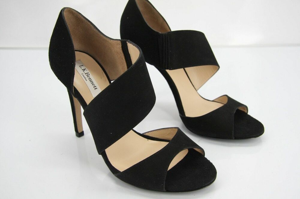 LK Bennett Black Suede Agnes Ankle Strap Sandals size 37 High Heels